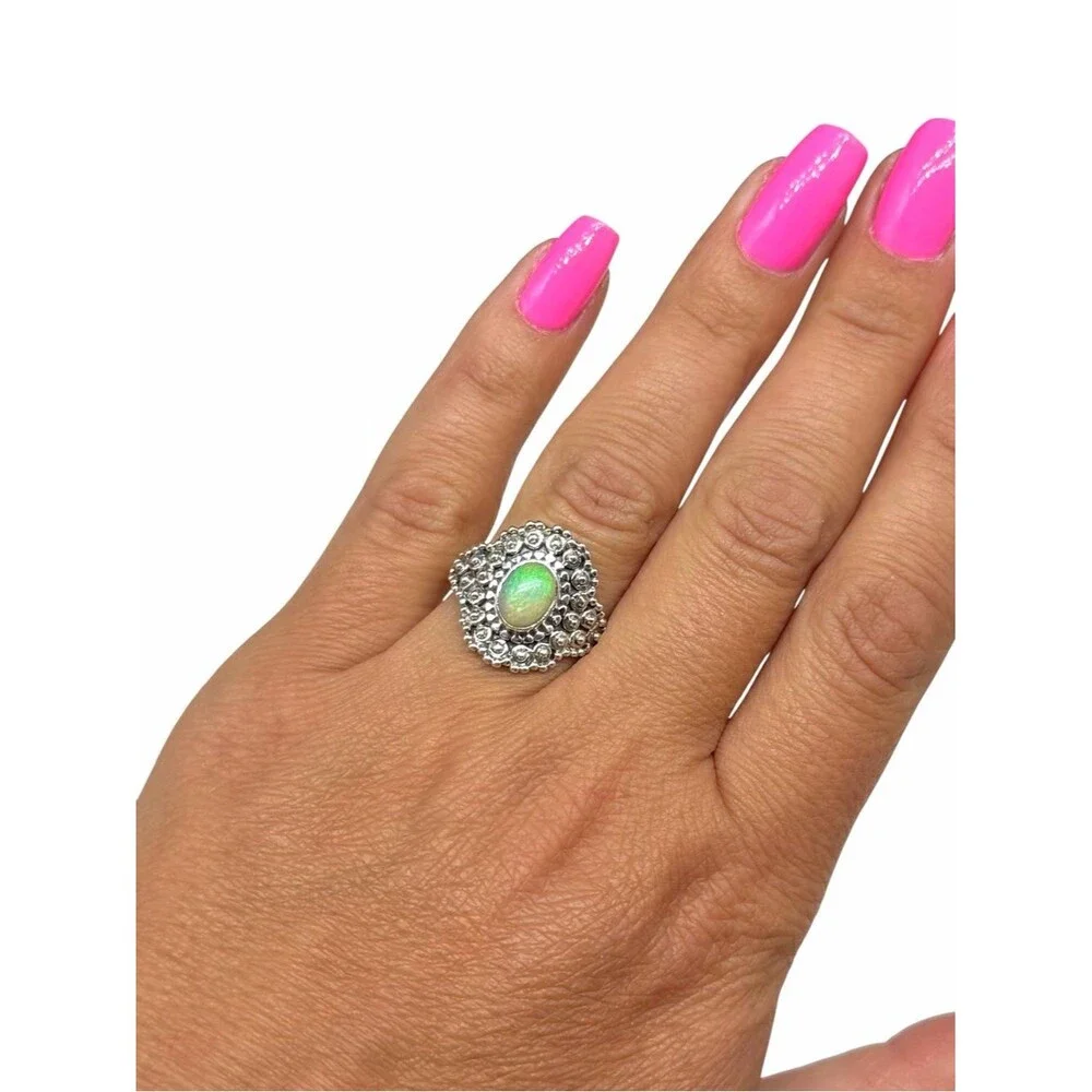 Ethiopian Fire Opal Ring Size 9 Solid 925 Sterling Silver